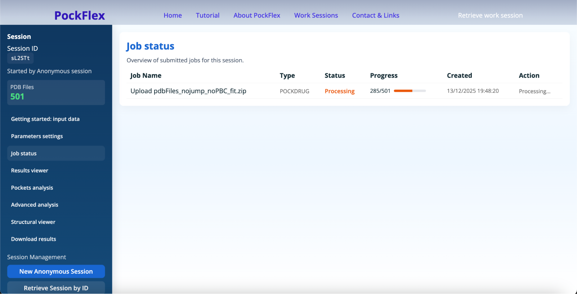 Job status panel